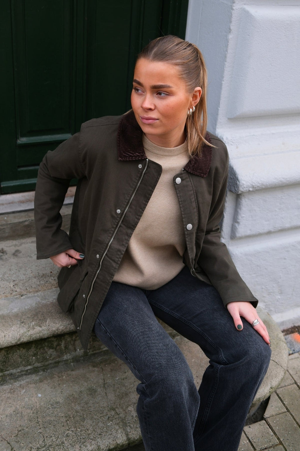 Giacca twill - Oliva scura