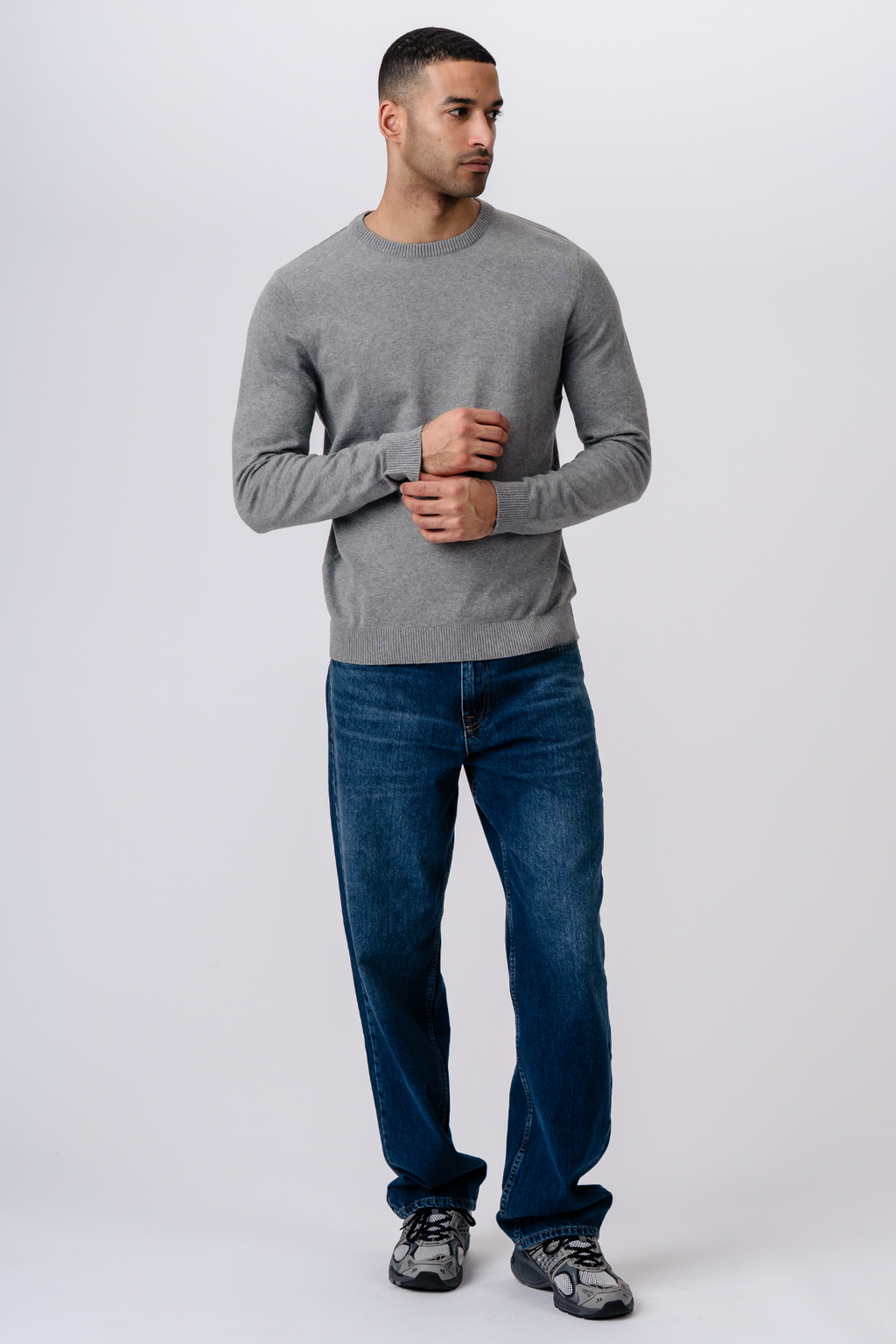 Pullover girocollo - Grigio Melange