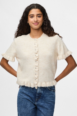Lydia Frill Knit Cardigan - Birch