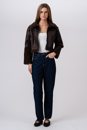 Giacca da shearling margherita - marrone/Nero