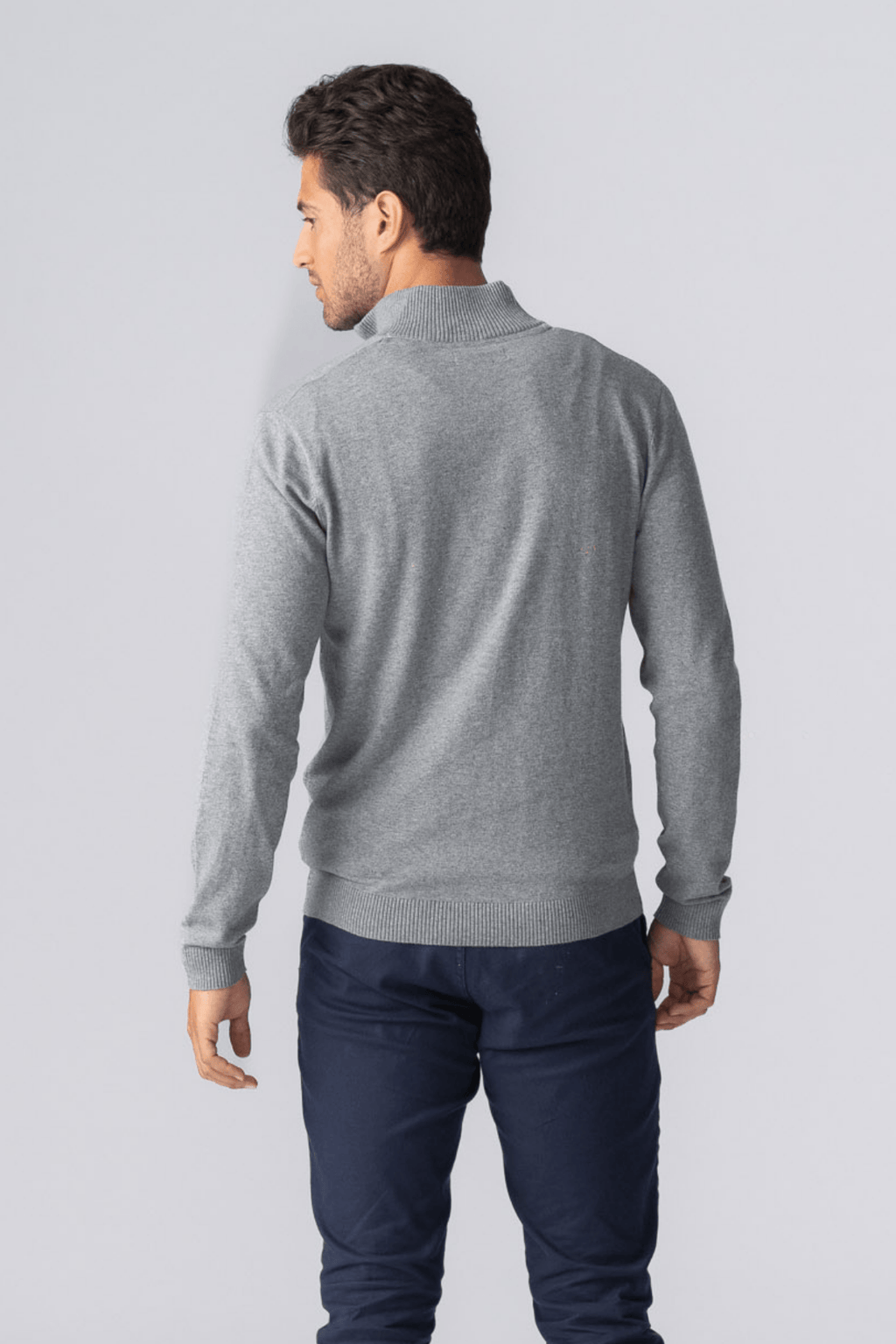 Pullover con mezza zip - Grigio Melange
