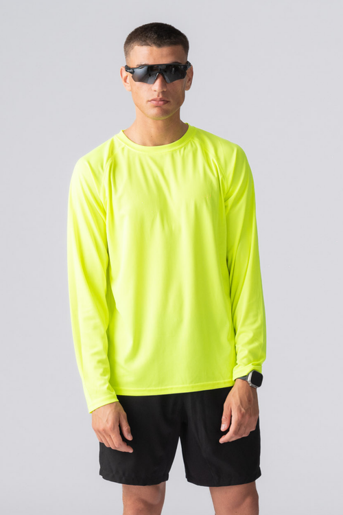 T-shirt da allenamento a maniche lunghe-Giallo neon