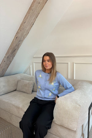 Cardigan con scollo a O Camille - Blu Brunnera