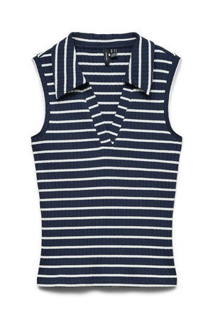 Top con colletto alla marinara - Blazer a righe blu scuro Righe: bianco come la neve