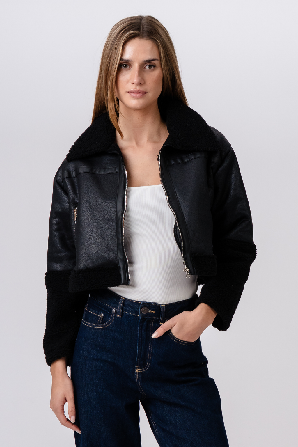 Giacca da shearling margherita - Nero/Nero