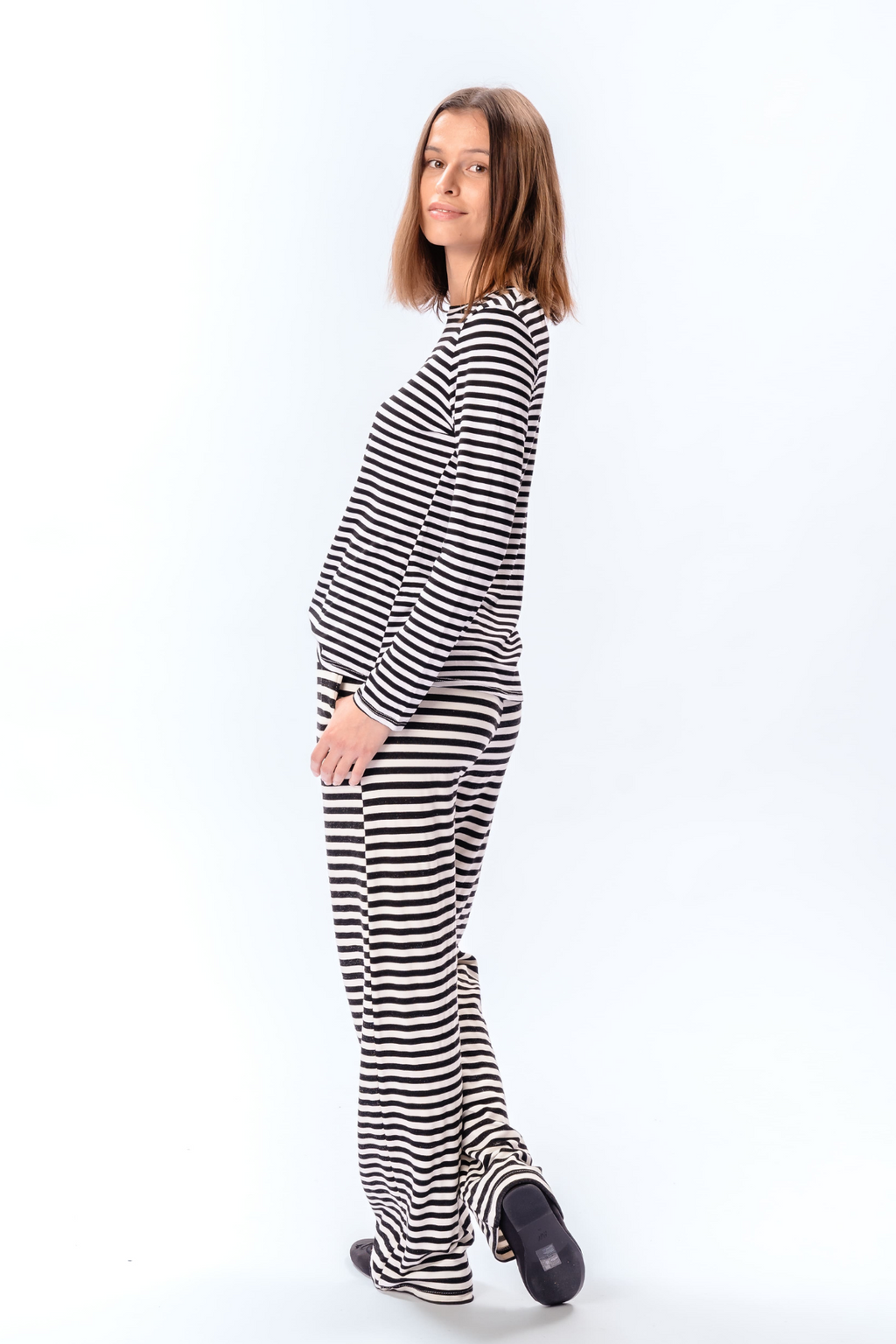 Manica lunga slim a righe - Nero