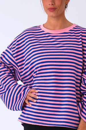Cleo Blouse - Blue/Pink