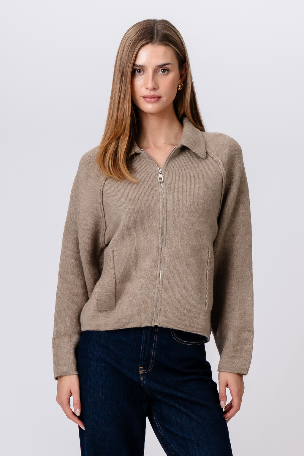 Cerniera in maglia Selma - Beige