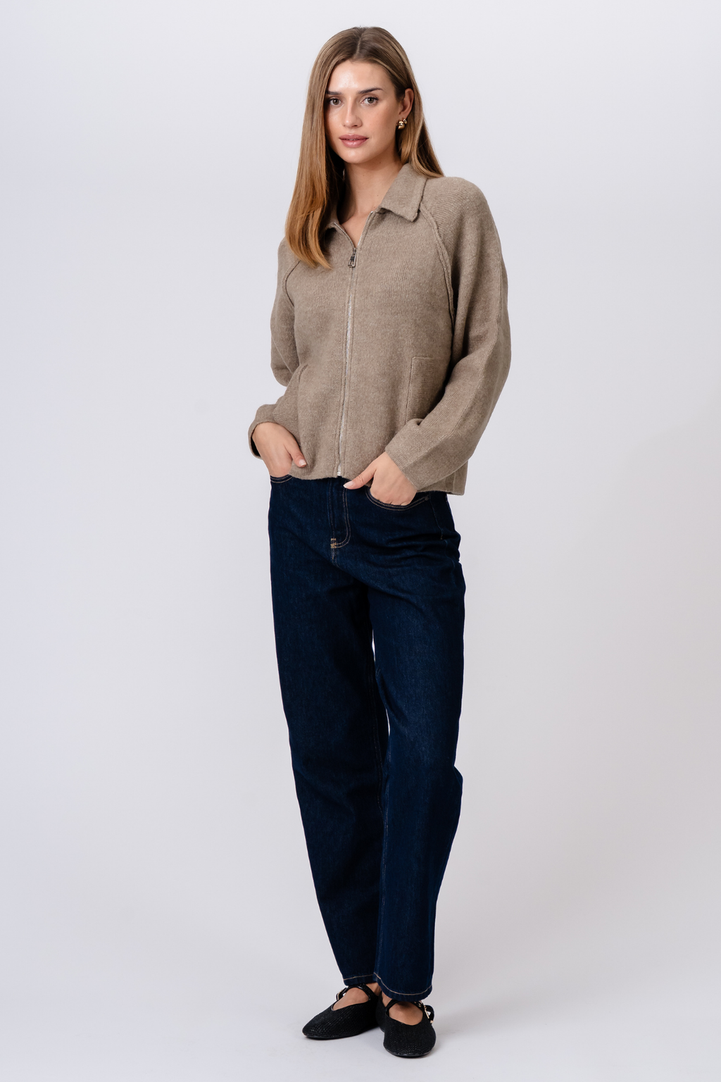 Cerniera in maglia Selma - Beige
