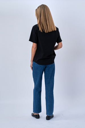 Camicia in lino a maniche corte - Nero