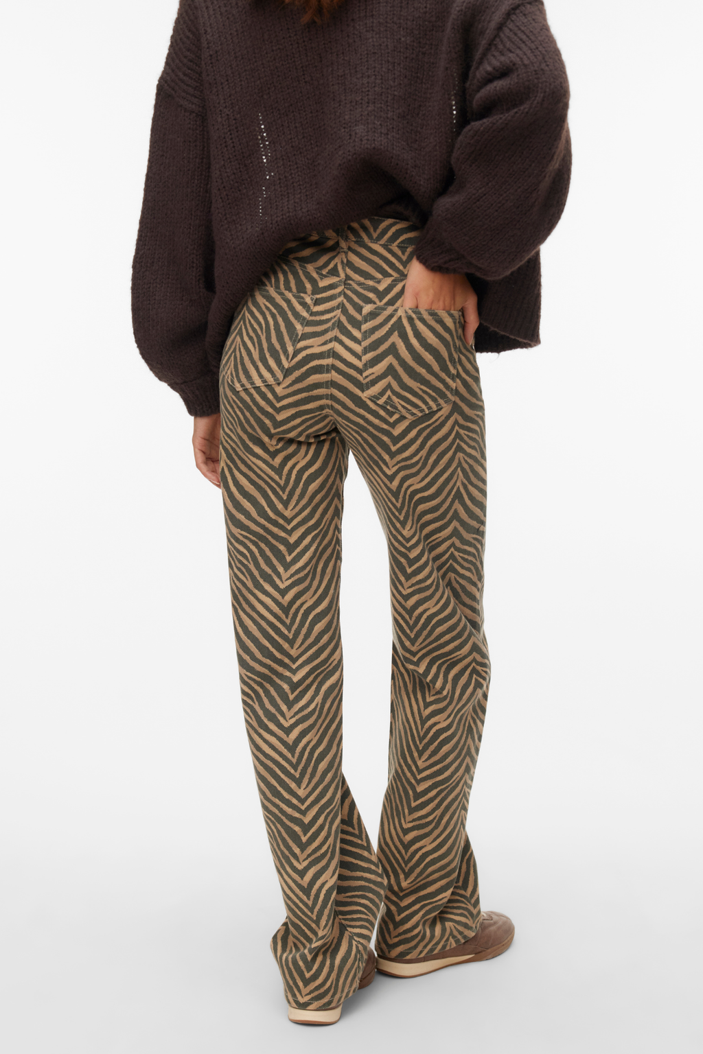 Tessa Wide Stretch Jeans - Silver Mink Zebra