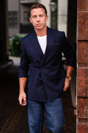 Premium Blazer a doppio petto - Navy