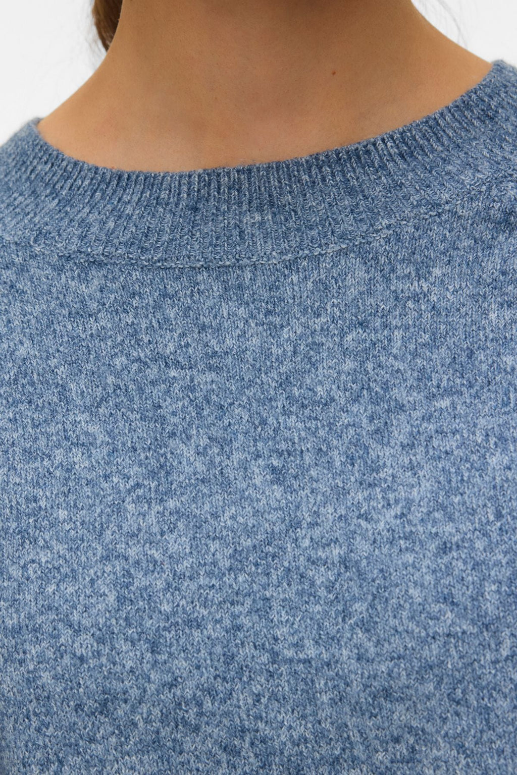 Camicetta Doffy con scollo a O - Denim scuro con. Bianco melange