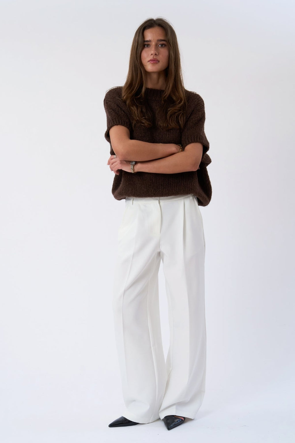 Chloe Short Sleeved Knit - Chocolate