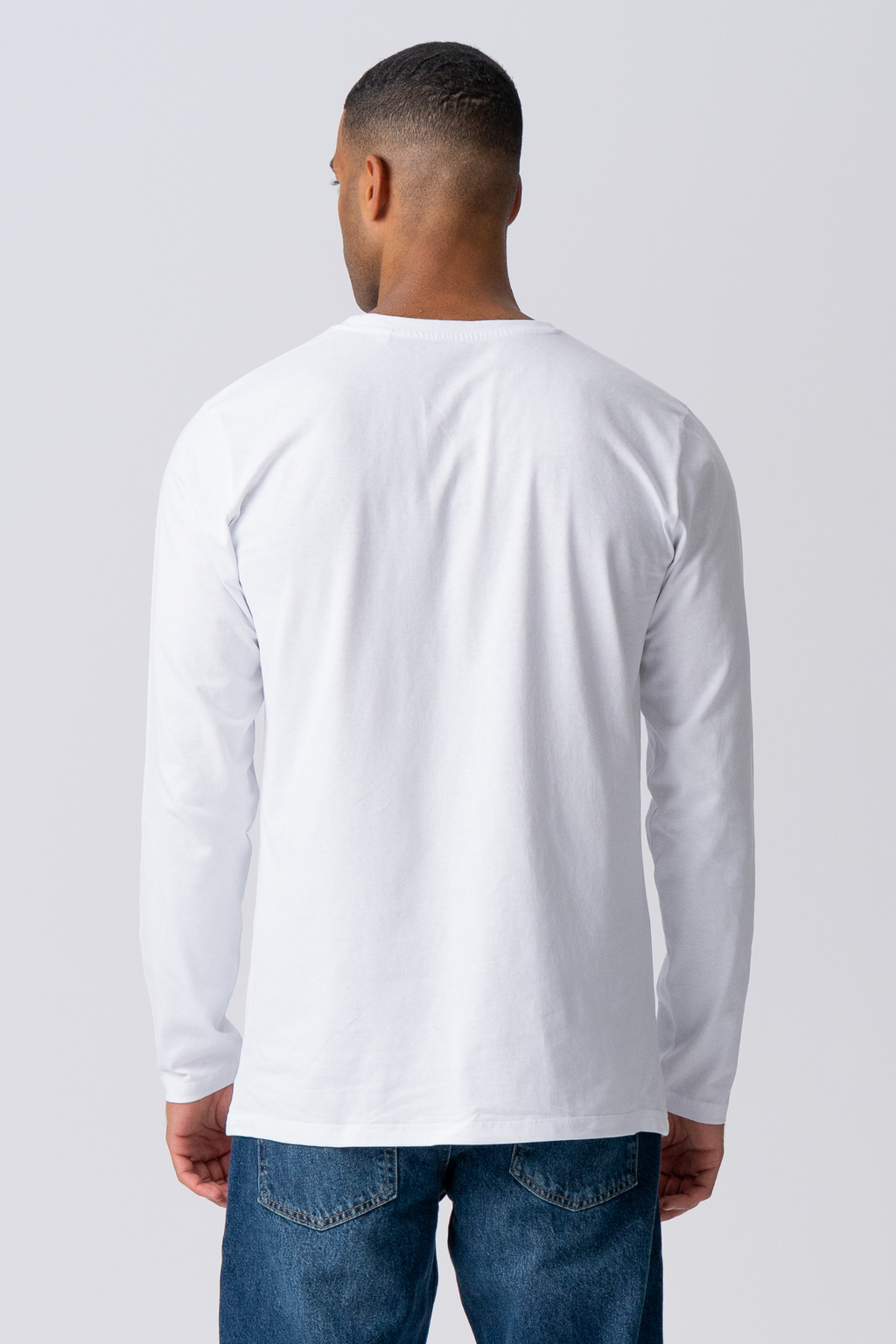 T-shirt a maniche lunghe di base-bianco