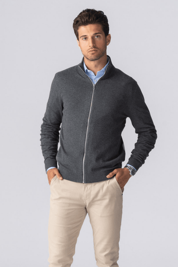 Cardigan Pullover con zip - Antracite Melange