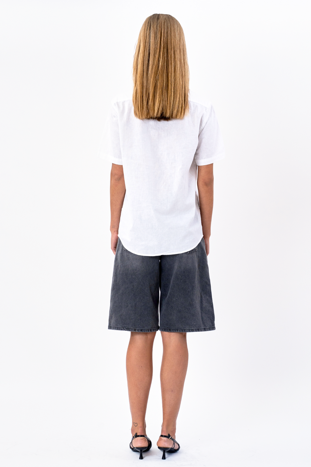 Camicia di lino manica corta - bianco