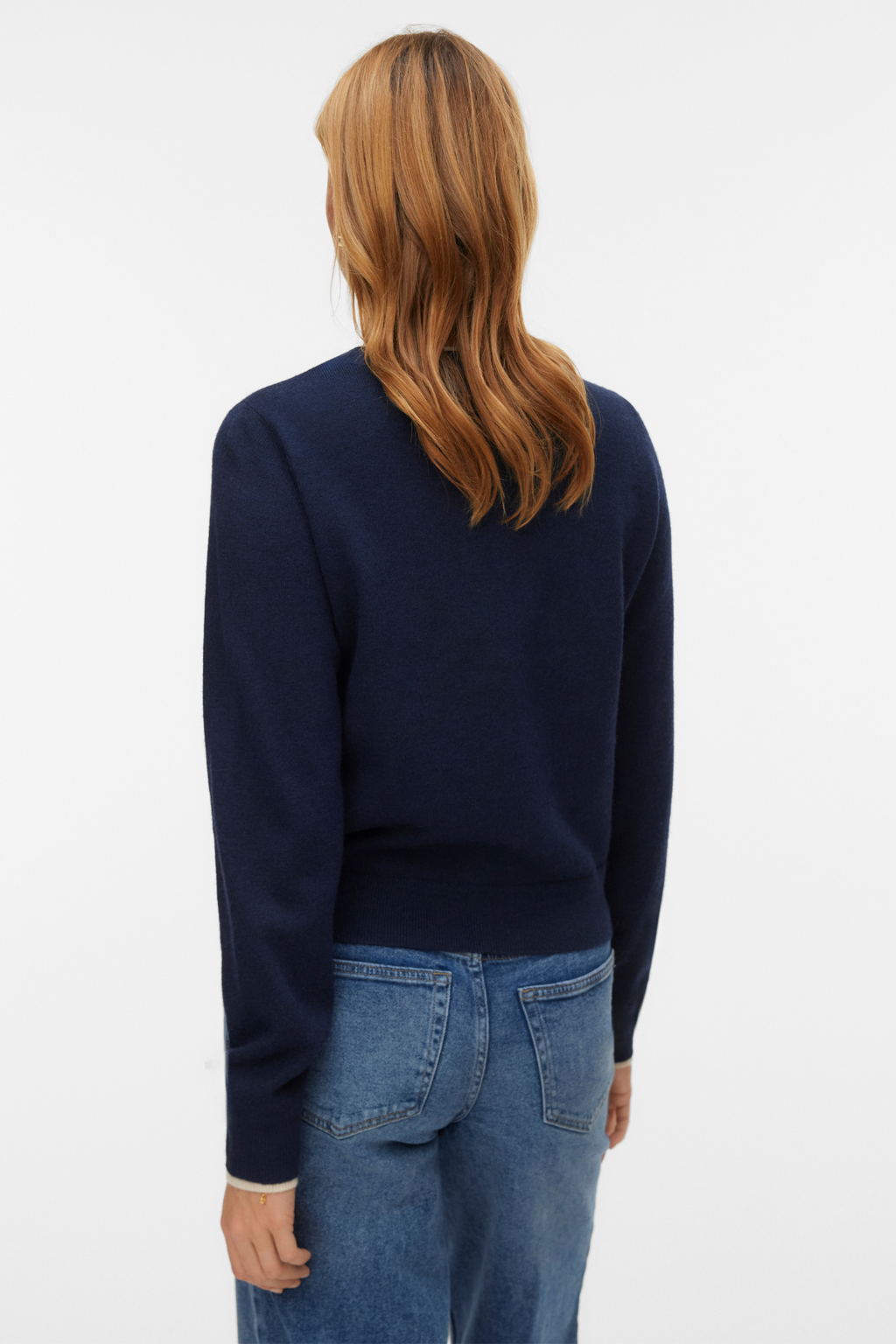 Meraviglioso cardigan con scollo a O - Blazer blu scuro con. Betulla
