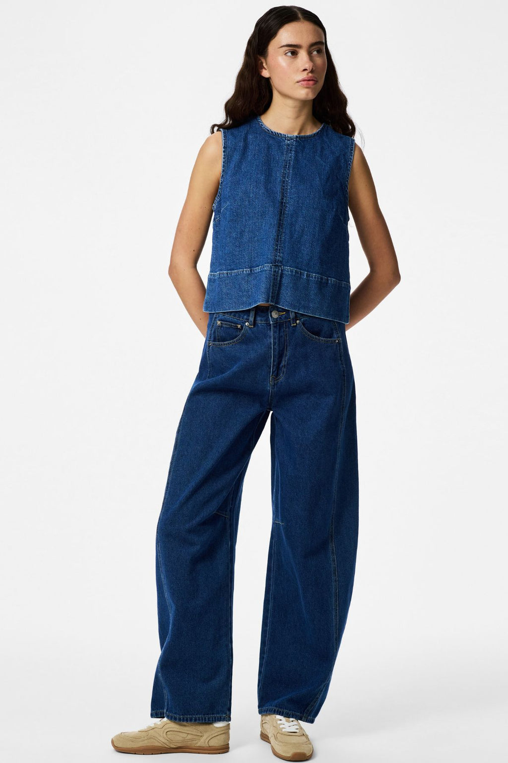 Top in denim di seta: denim blu medio