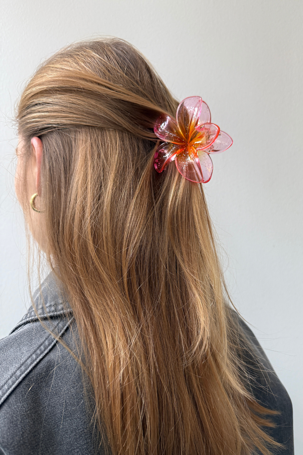 Clip per capelli di fiori - rosa/arancione