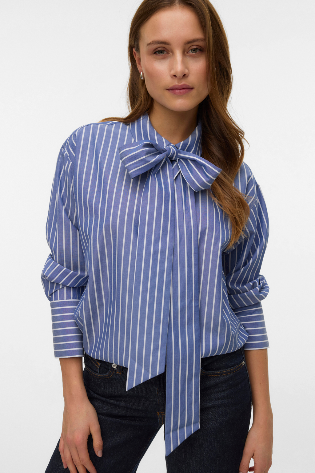 Islunn Bow Shirt - Dark Denim Snow White
