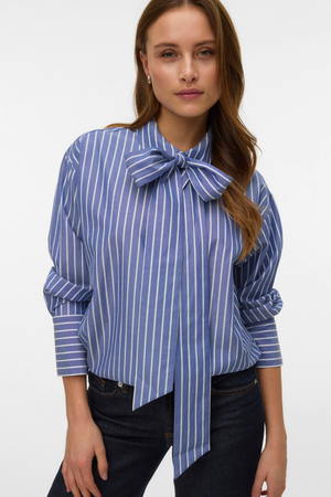 Islunn Bow Shirt - Dark Denim Snow White