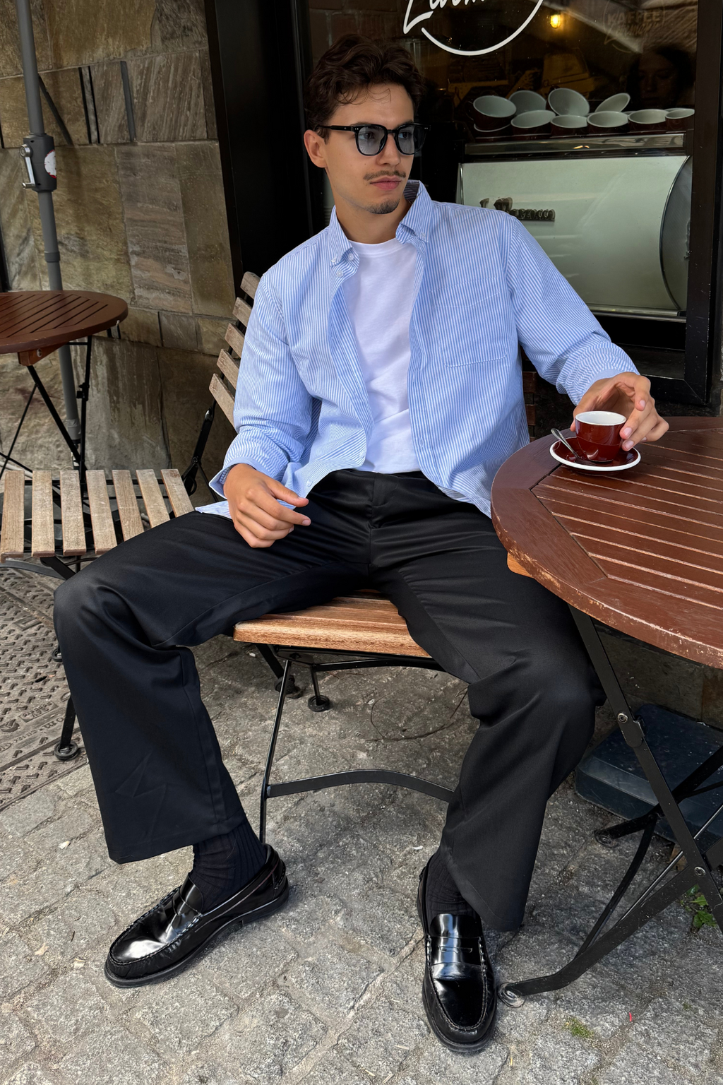 The Original Performance Shirt Oxford - azzurro/bianco