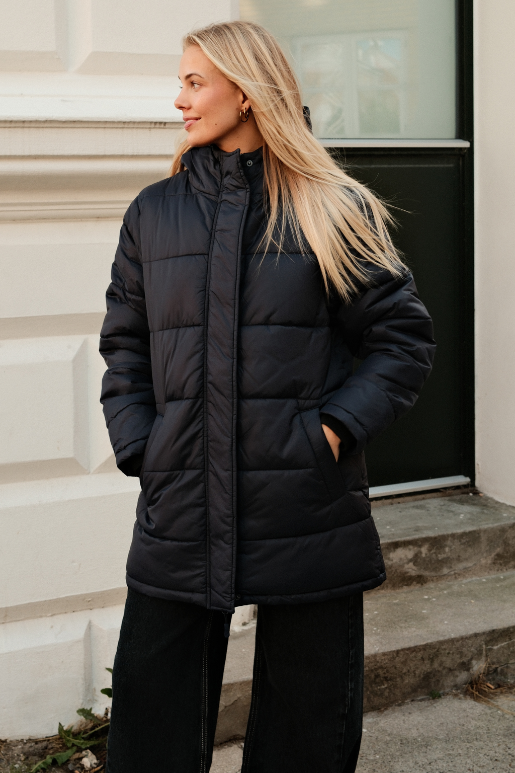 Long Puffer Jacket - Navy