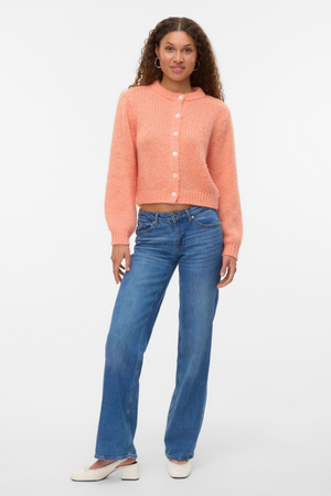 Wilo O -Neck Cardigan - Cantaloupe
