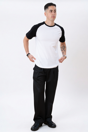 T -shirt Raglan di base - bianco e nero