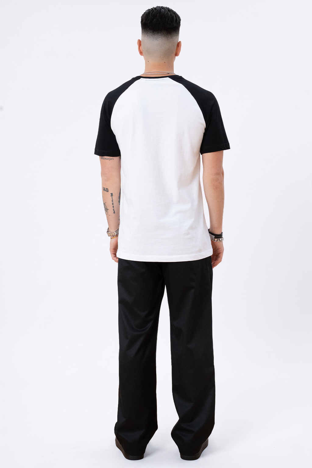 T -shirt Raglan di base - bianco e nero