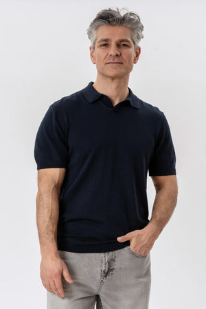 Polo Nathan in maglia - Blu marino