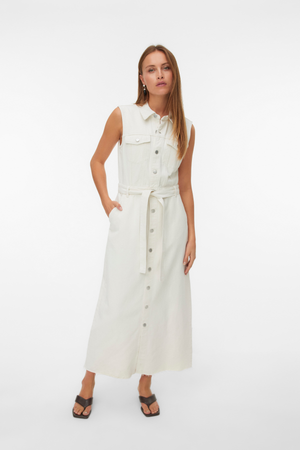 Molly Ank Denim Dress - Ecru