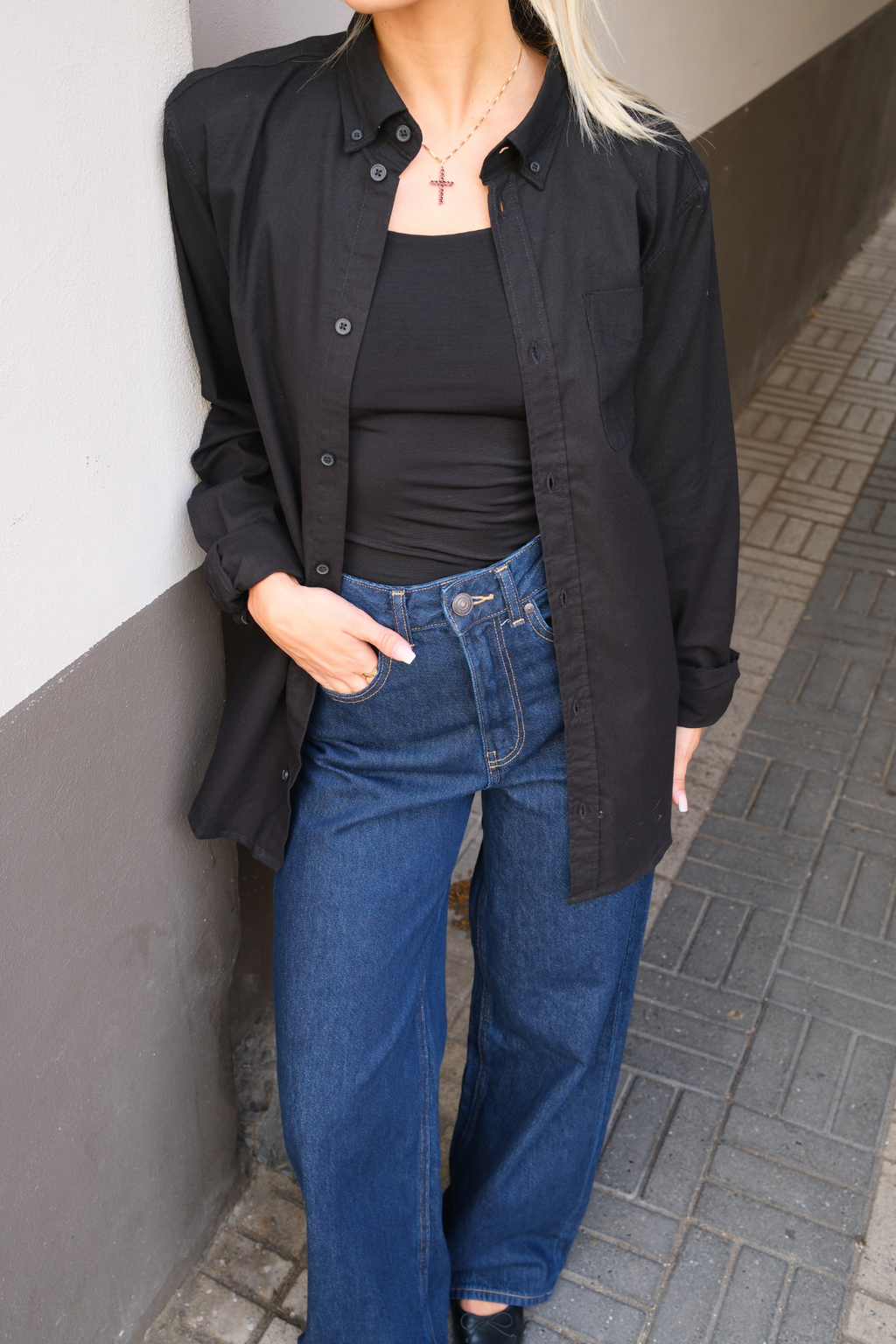 Shirt Oxford del fidanzato - Nero