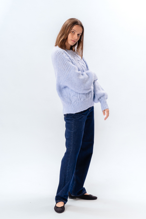 Maglia a trecce Emma - Blu cielo