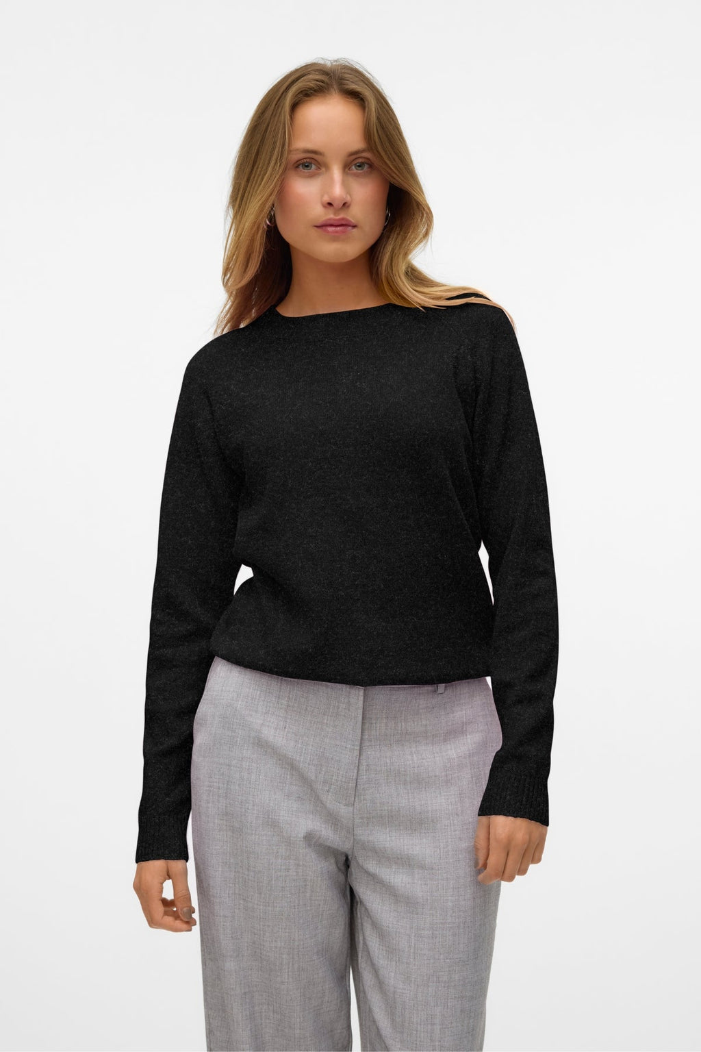 Doffy O-Neck Blouse - Black Melange
