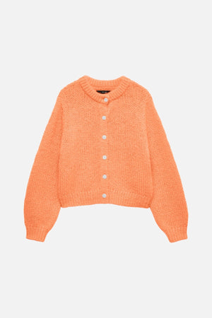 Wilo O -Neck Cardigan - Cantaloupe