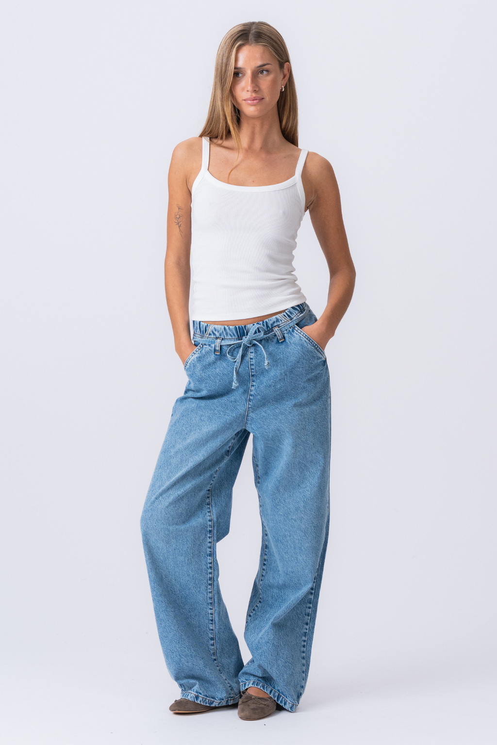 Jeans largo nicole - blu medio