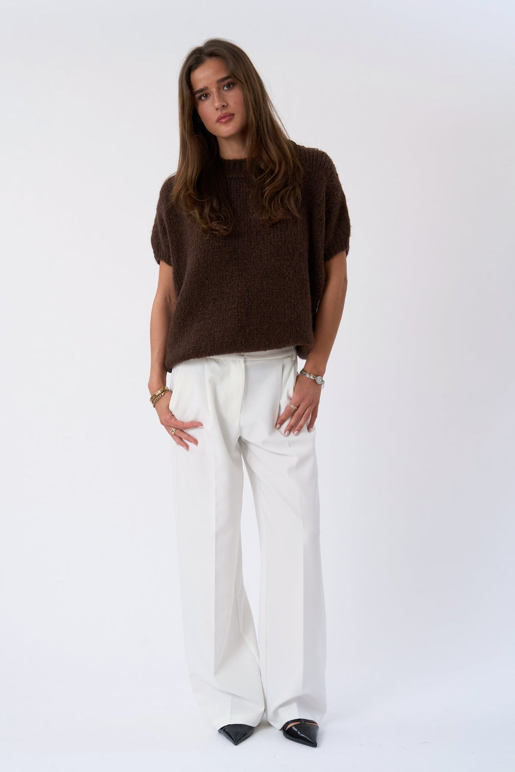 Chloe Short Sleeved Knit - Chocolate