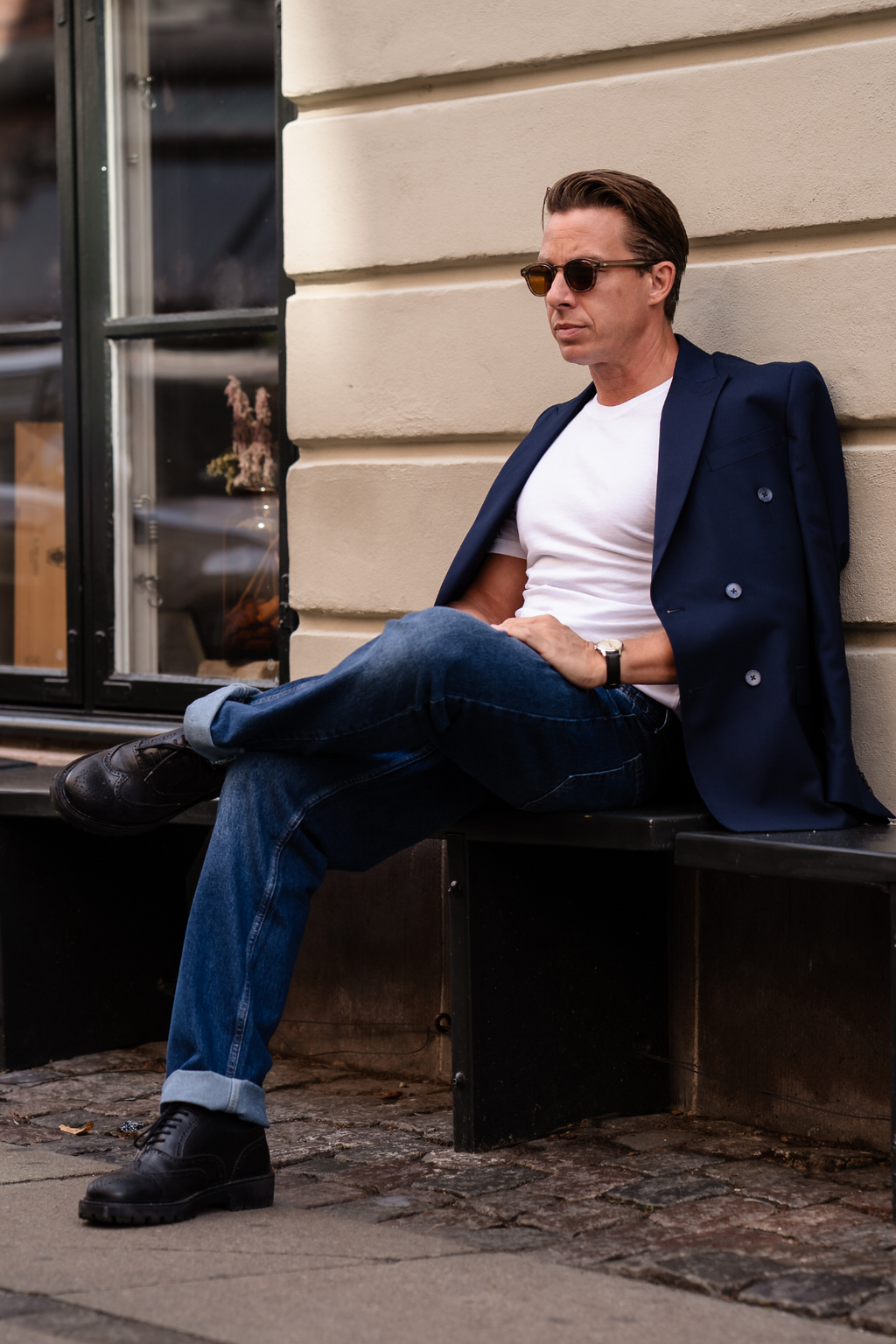 Premium Blazer a doppio petto - Navy