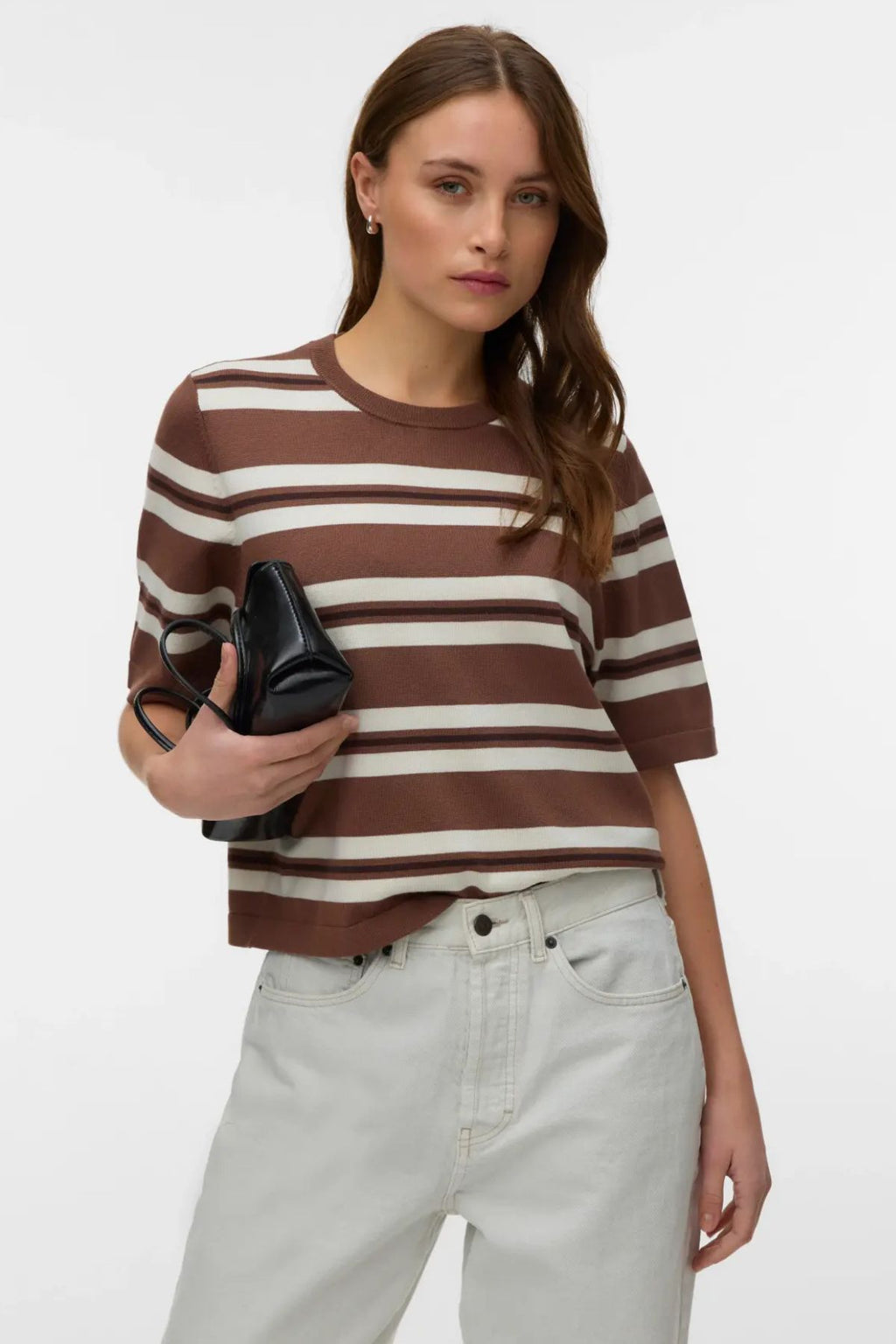 Silje 2/4 O-Nck Pull Oversize - Strisce Marrone Cacao: Torti Di Betulla E Cioccolato