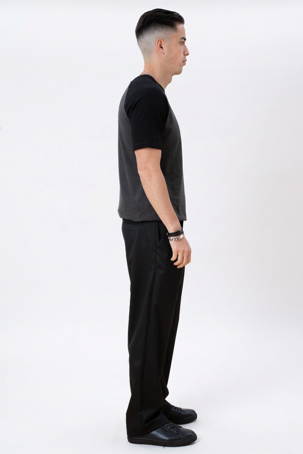Basic raglan T-shirt - Black-Dark Gray