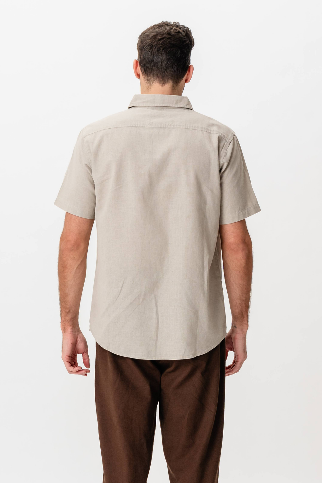 Camicia di lino manica corta - sabbia