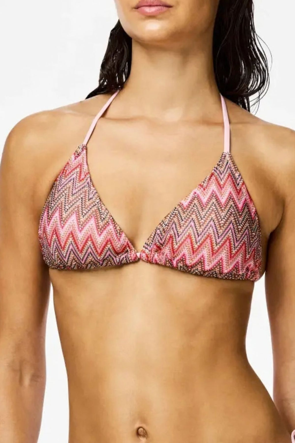 Top a triangolo lavorato a maglia bikini Ada - Motivo jacquard zabaione
