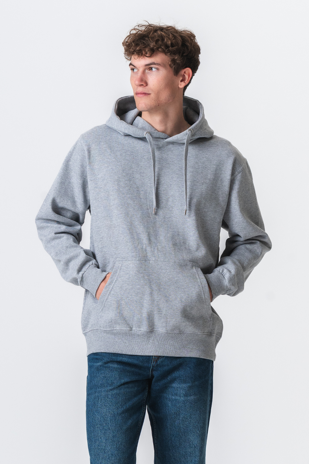 Felpa con cappuccio di base - grigio chiaro