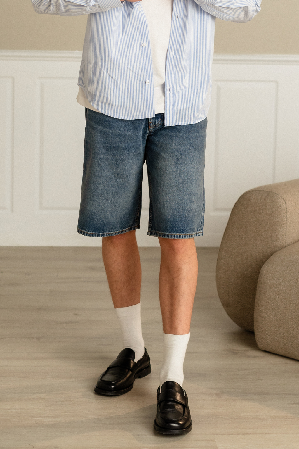 Denim Shorts Loose - Blue