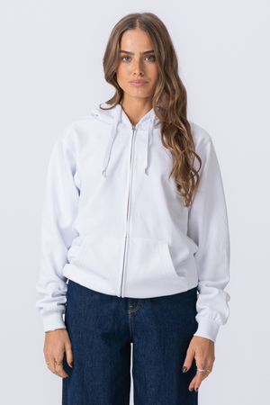 Basic Zip Hoodie - White