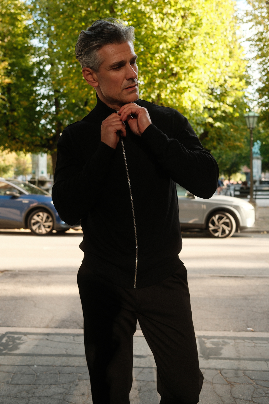 Cardigan con zip - Nero