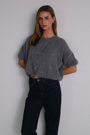 Mary Short Sleeved Knit - Grey