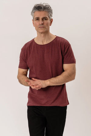 Deep Round Neck - Mottled Red
